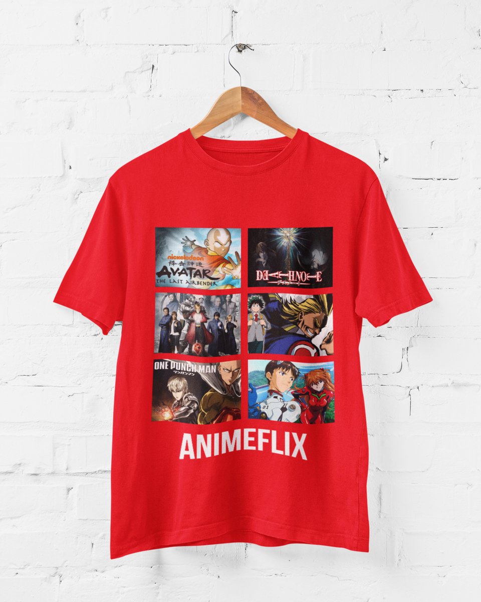 Feel Free Design | Animeflix T-shirt | Netflix | Anime | Cosplay | 100% Organisch Katoen | Rood| Maat S